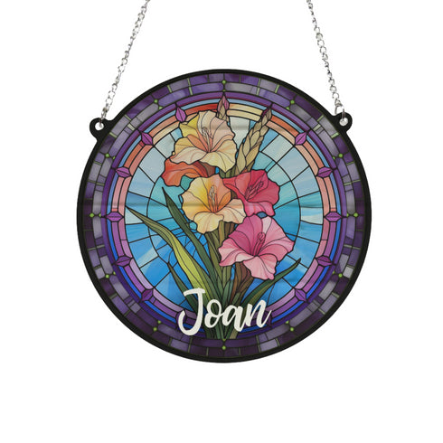 Gladiolus Personalised Stained Glass Effect Suncatcher